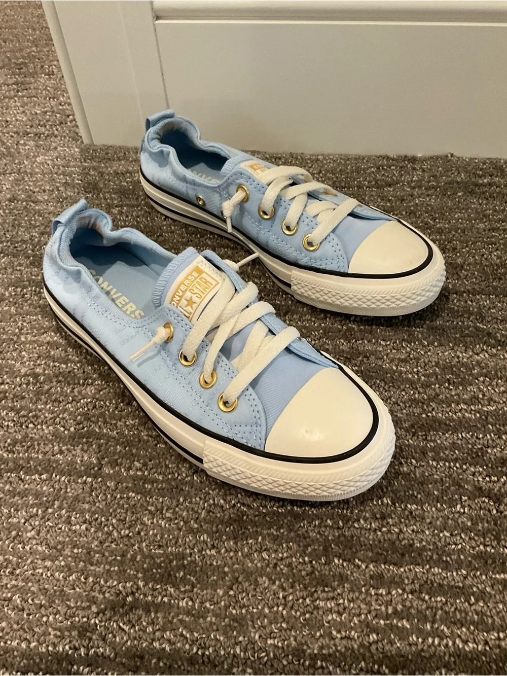 Converse Kids Low-Top Canvas Sneakers - Light Blue and White